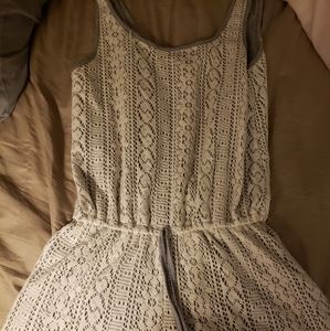 BNWOT forever 21 grey & white lace romper size S